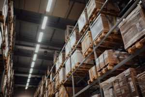 A low-angle shot of a warehouse following a warehouse racking inspection