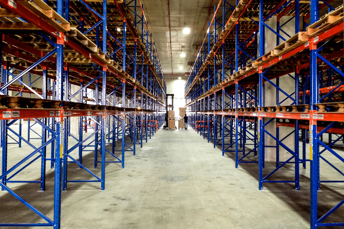An example of warehouse pallet storage racks designed and installed by Teepee